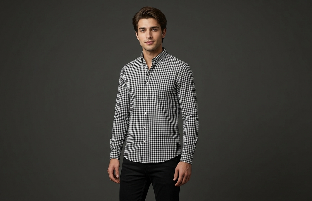 Black &amp; White Check Casual Shirt