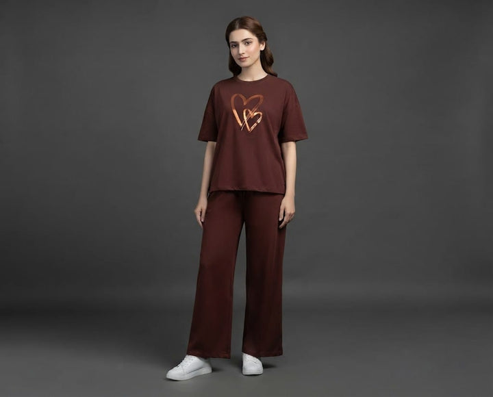 Brown Heart Graphic Co-Ord Set