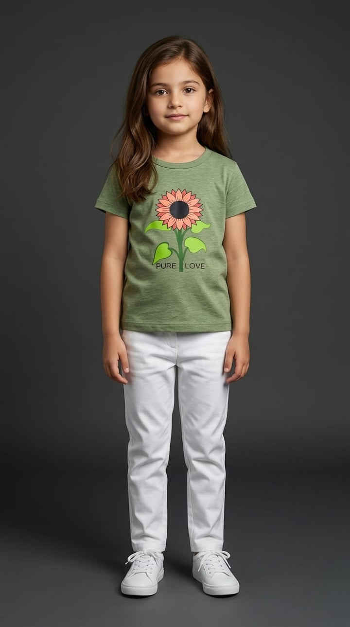 Girls Pure Love Flower Print Tee