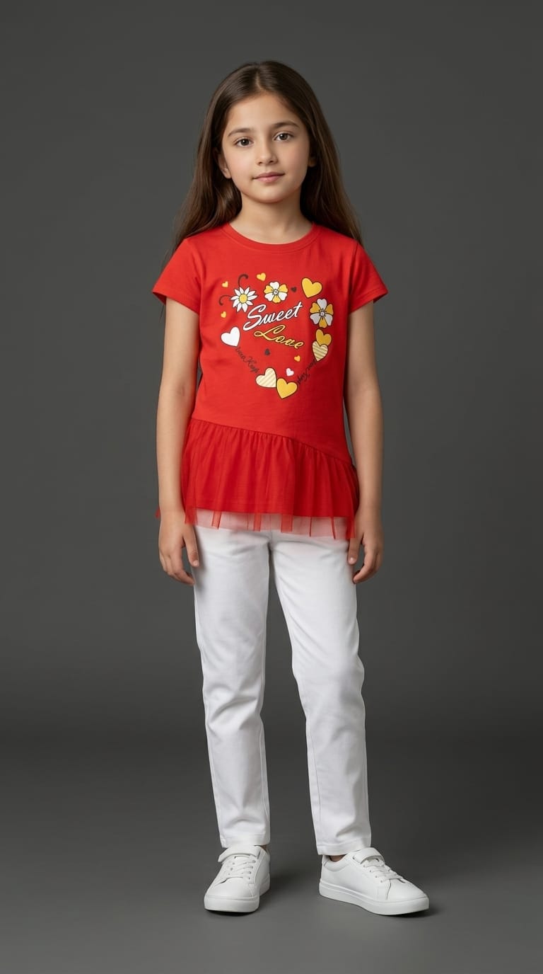 Girls Sweet Love Floral Peplum Top