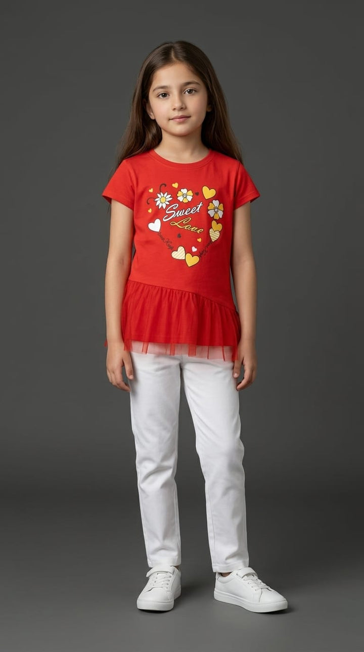 Girls Sweet Love Floral Peplum Top