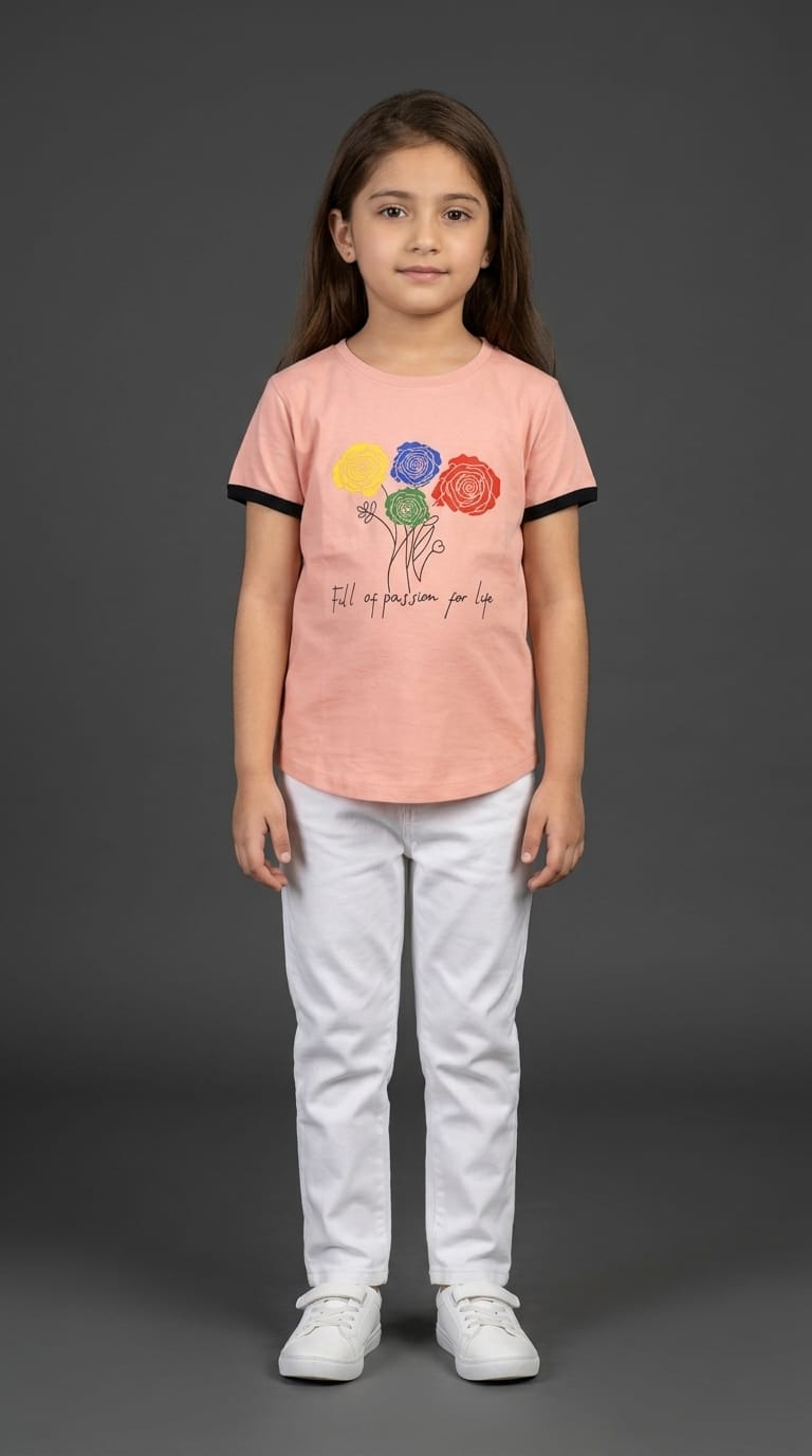 Girls Pink Floral Graphic Tee