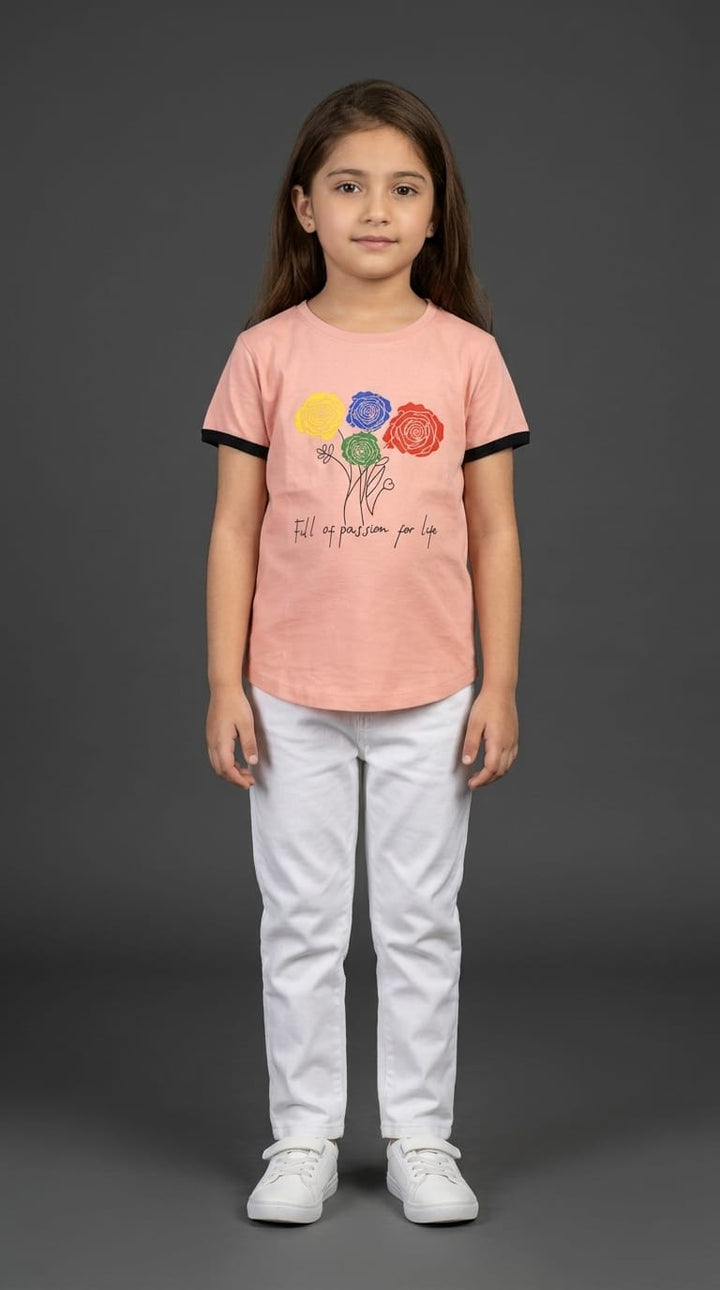 Girls Pink Floral Graphic Tee