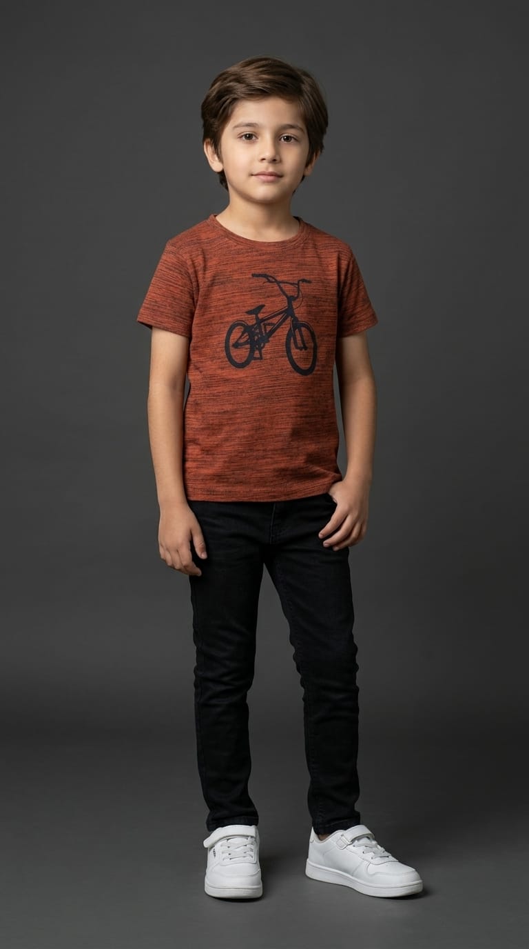 Boys Rust Brown Bicycle Graphic Tee