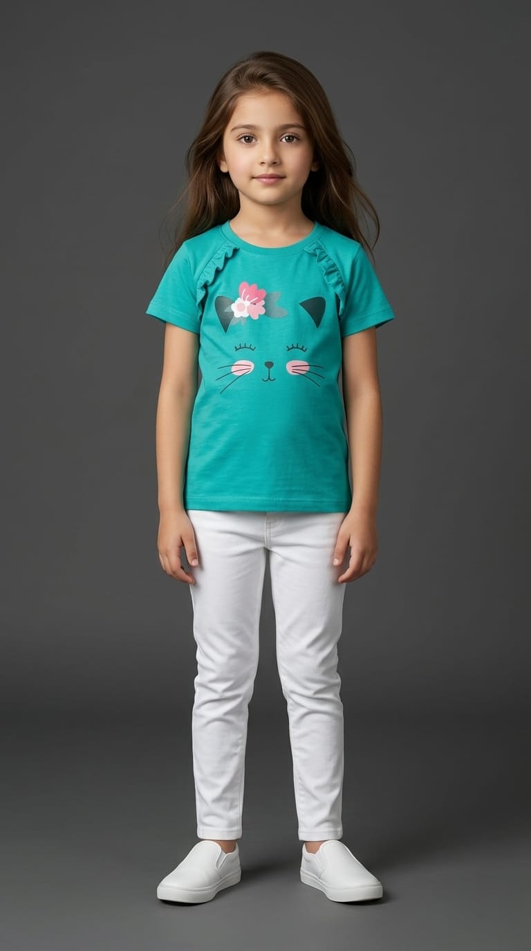 Girls Cat Graphic Tee