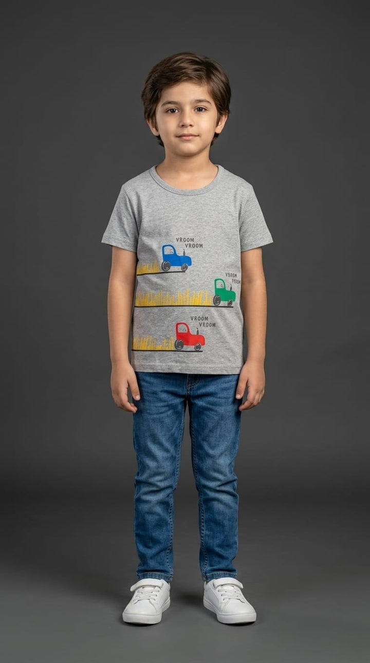 Boys Grey Tractor Tee