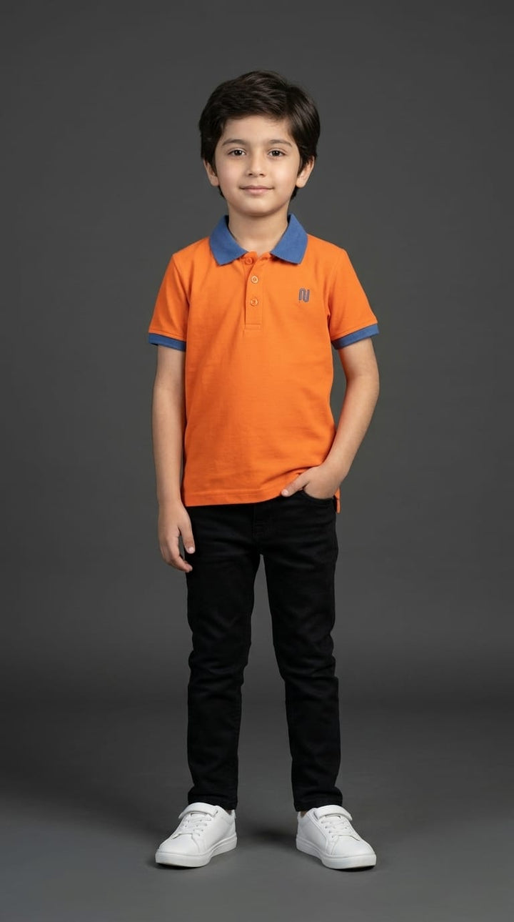 Boys Orange Polo Shirt.