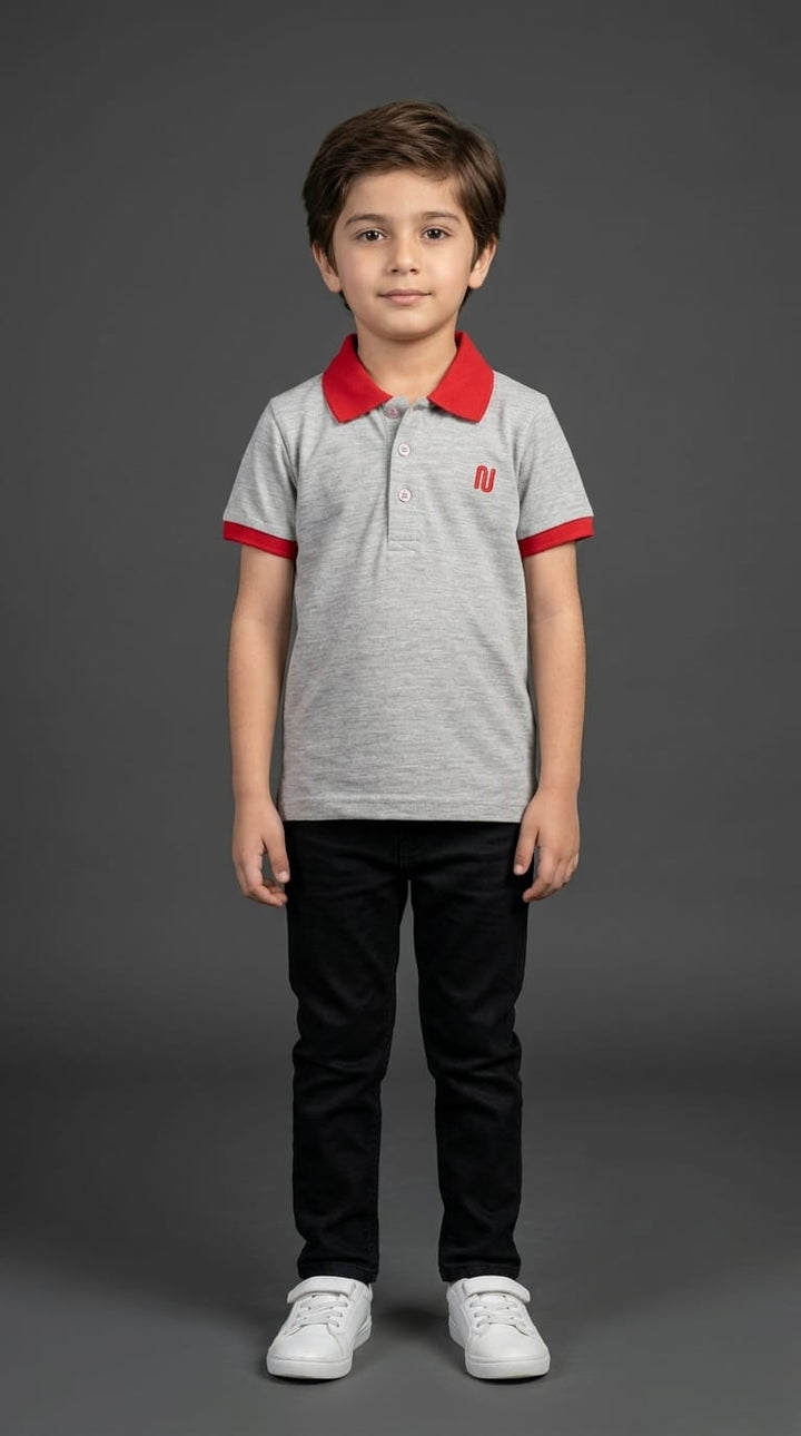 Boys Grey Polo Shirt Multi
