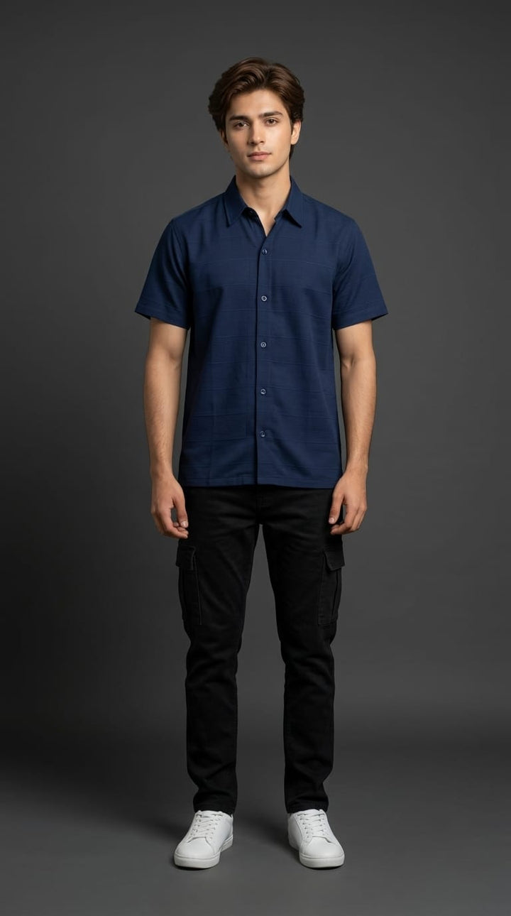 Navy Textured Shirt