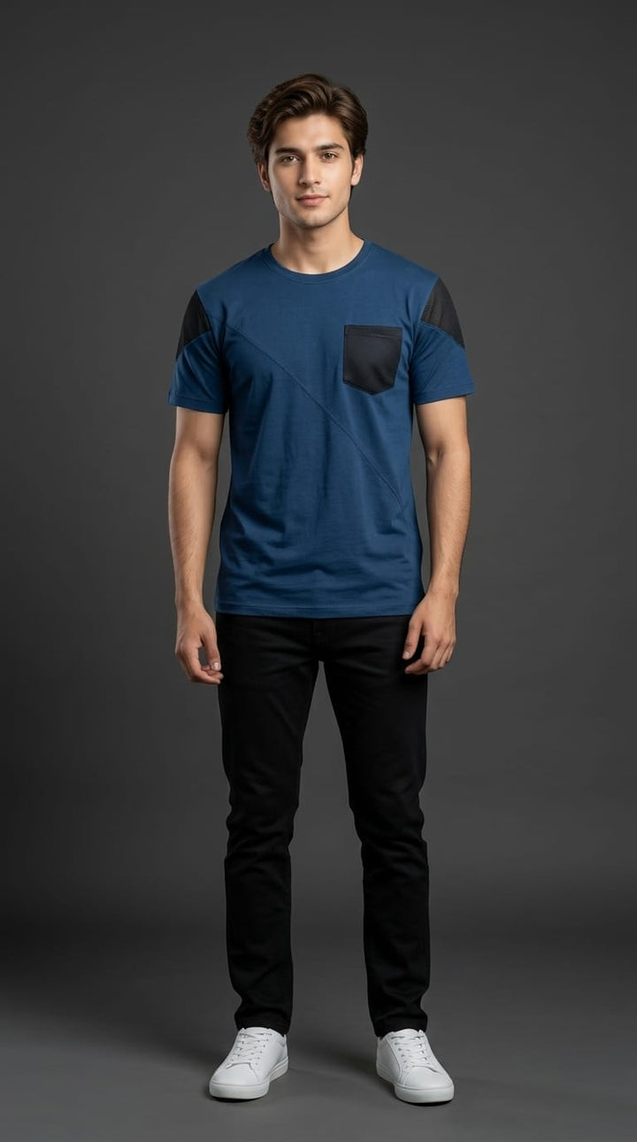 Teal Blue Pocket Tee