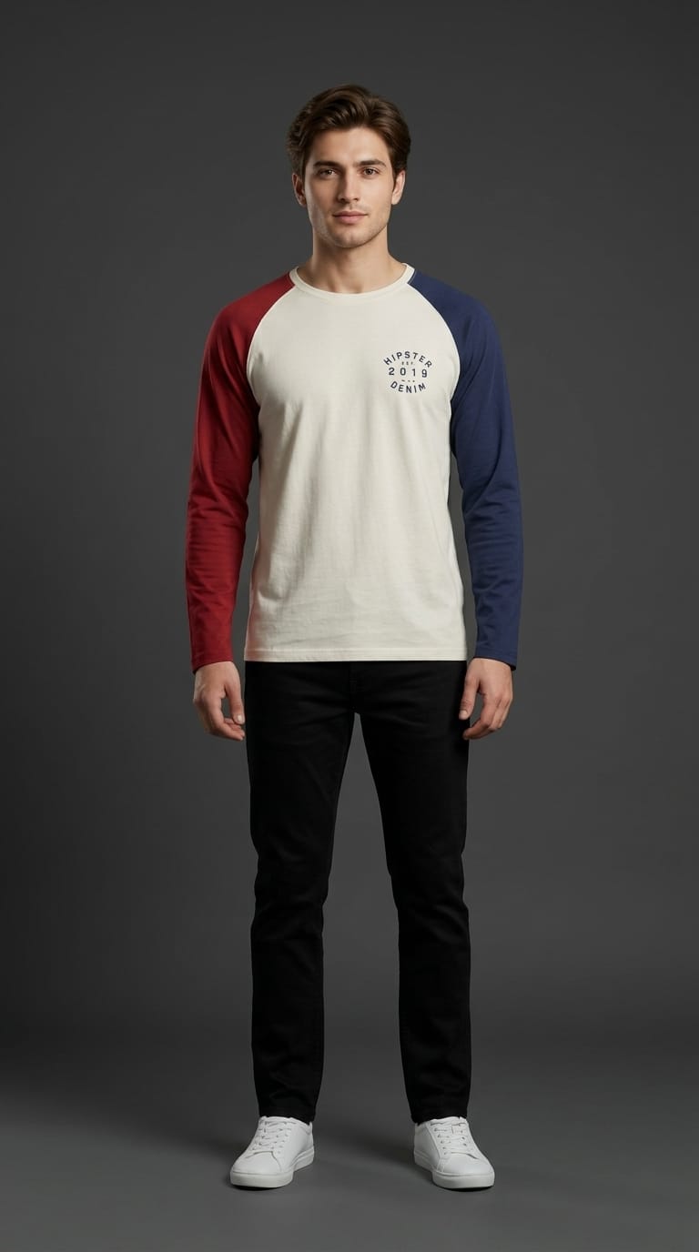 Colorblock Raglan Tee Red/Blue