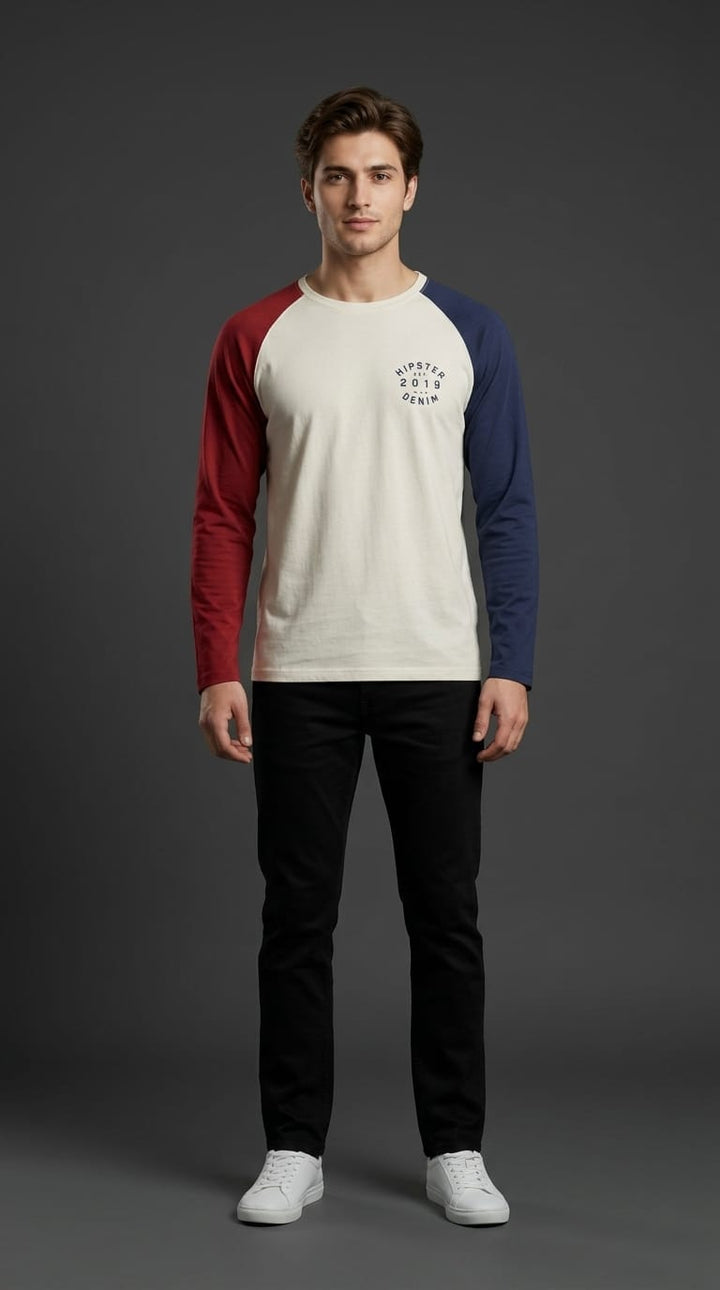 Colorblock Raglan Tee Red/Blue
