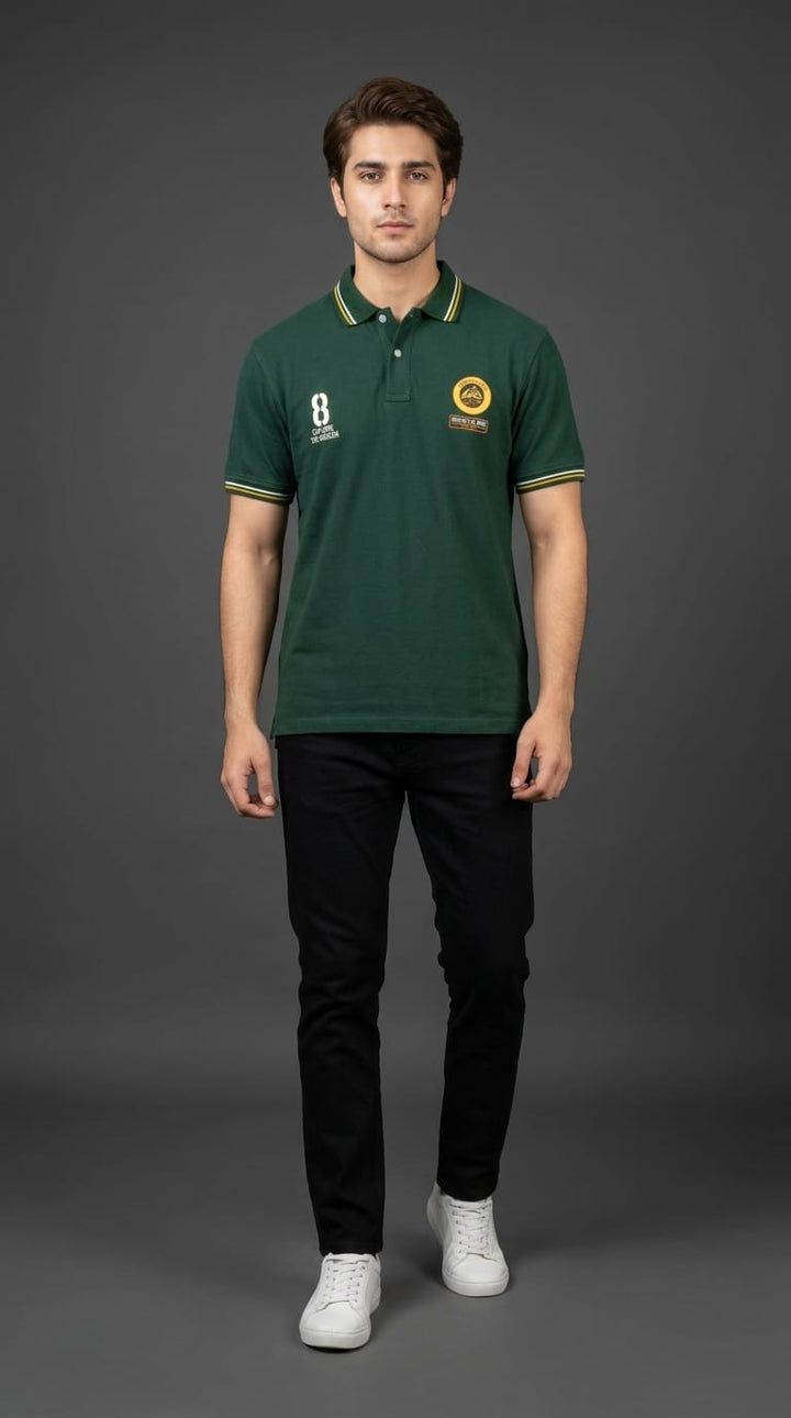 Green Embroidered Polo
