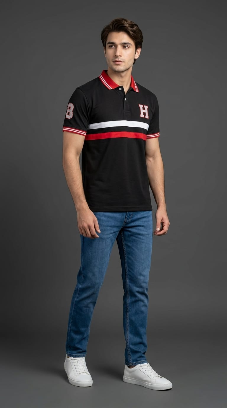 Black Varsity Polo