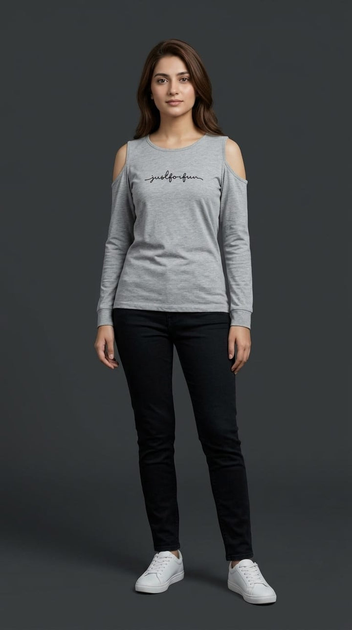 Women’s Grey Cold Shoulder Tee