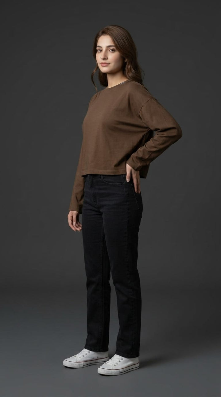 Choco Brown Cropped Top