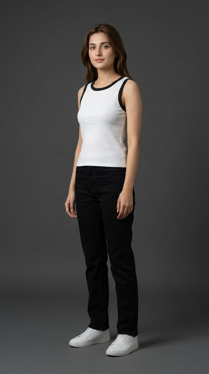 Women’s White Ribbed Tank Top