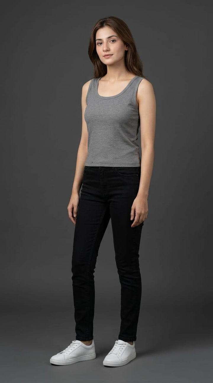 Women’s Grey Ribbed Tank Top