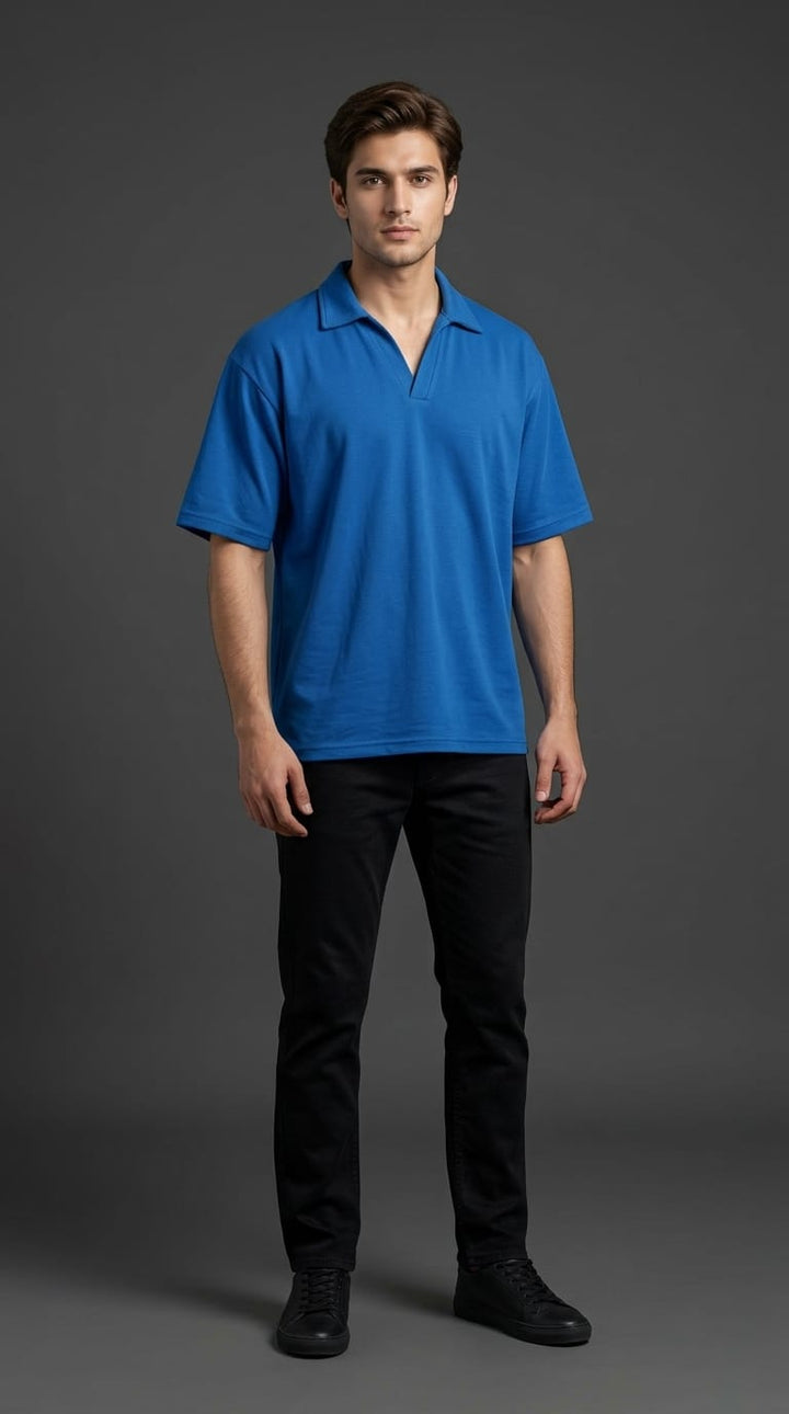 Royal Blue Open Collar Tee