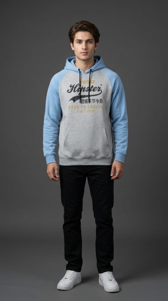 Vintage Hipster Raglan Hoodie