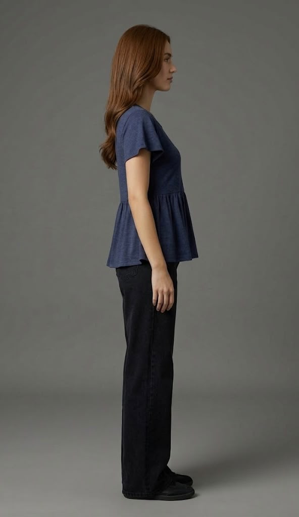 Navy Peplum Top