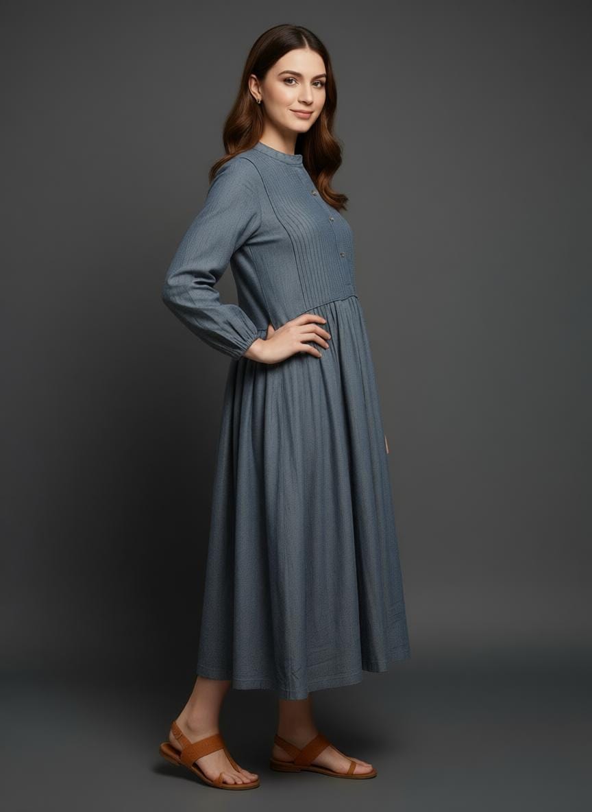 Grey Pleated Maxi