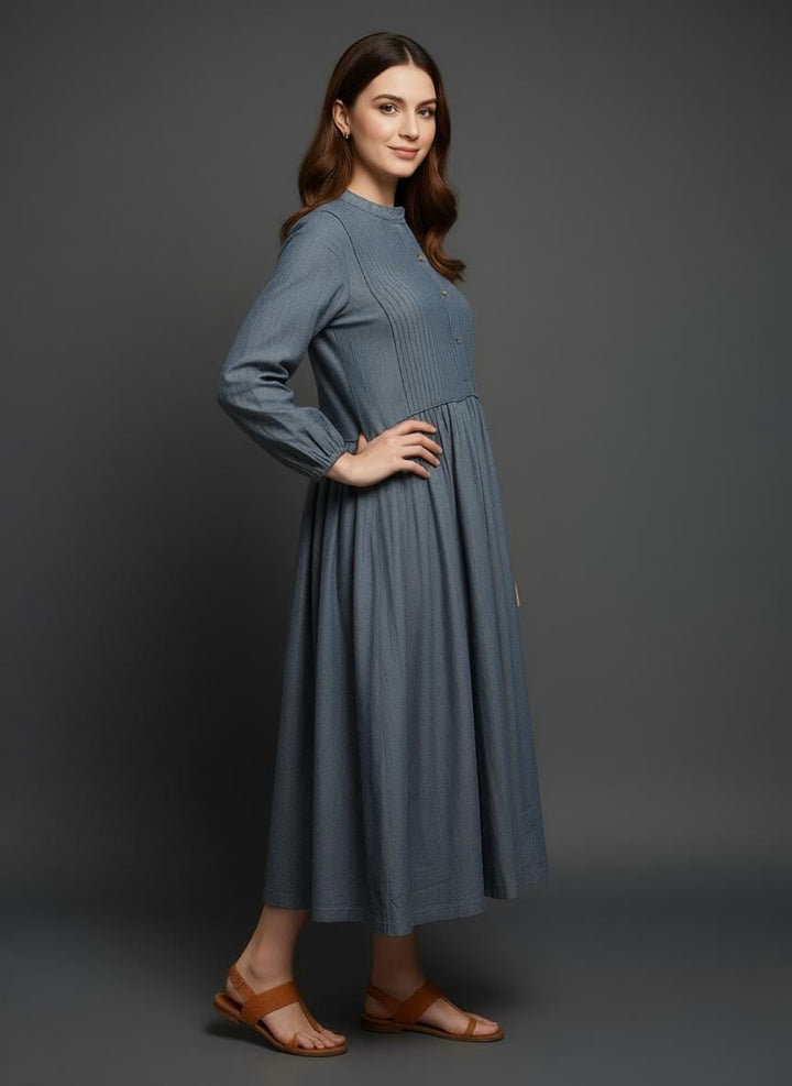 Grey Pleated Maxi