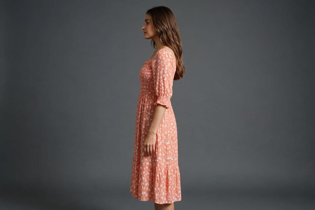 Pink Floral Smocked Maxi Dress