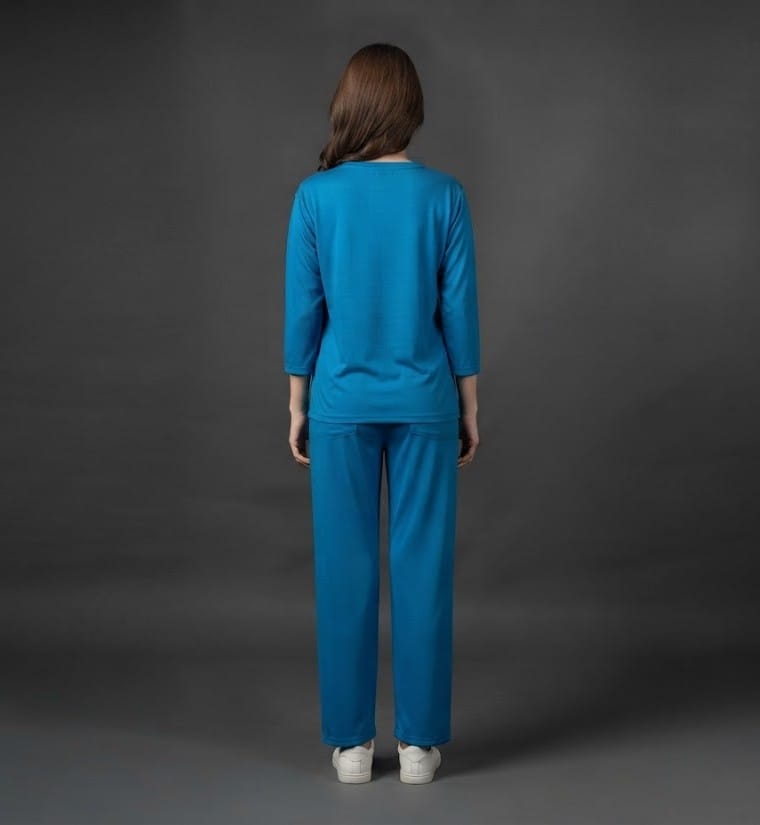 Blue Embroidered Lounge Co-Ord Set