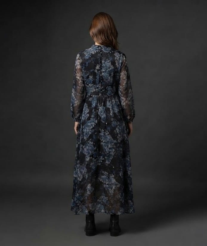 Black Floral Print Maxi