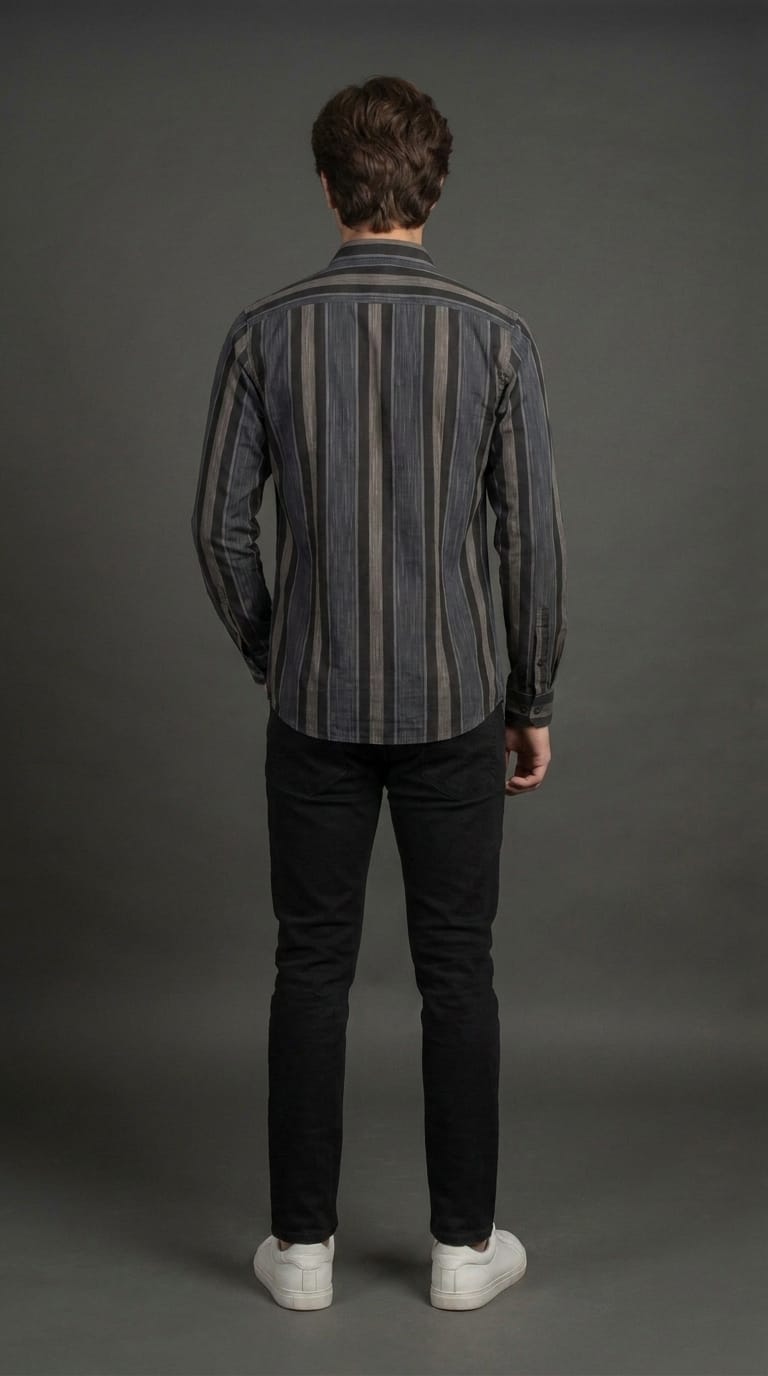 Charcoal Striped Casual Shirt