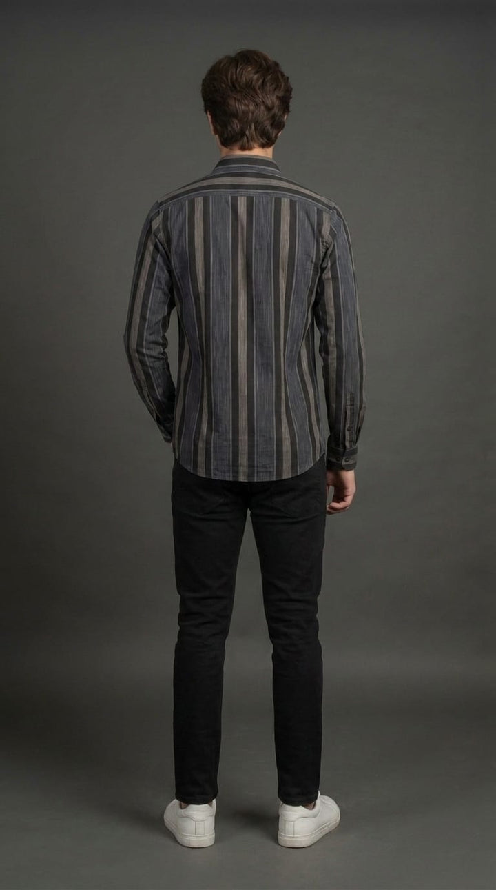 Charcoal Striped Casual Shirt