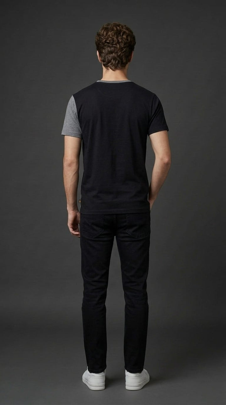 Black &amp; Grey Color Block Tee