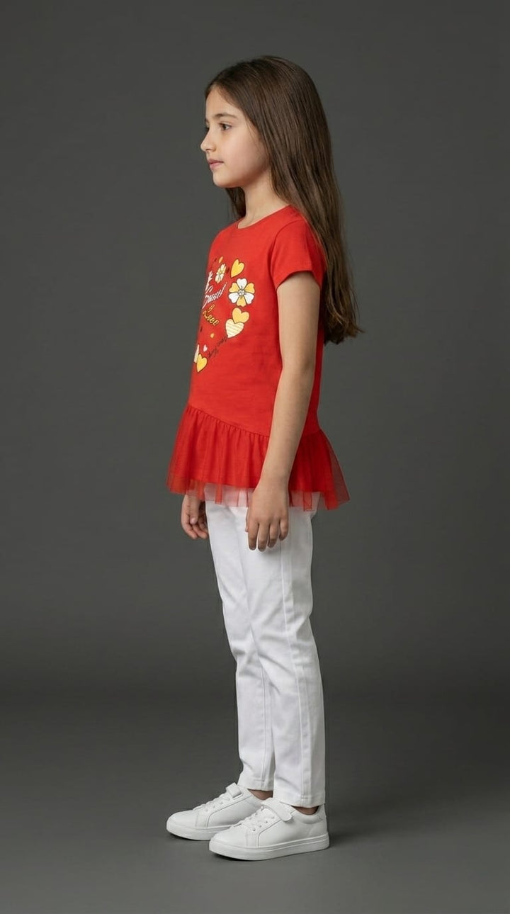 Girls Sweet Love Floral Peplum Top