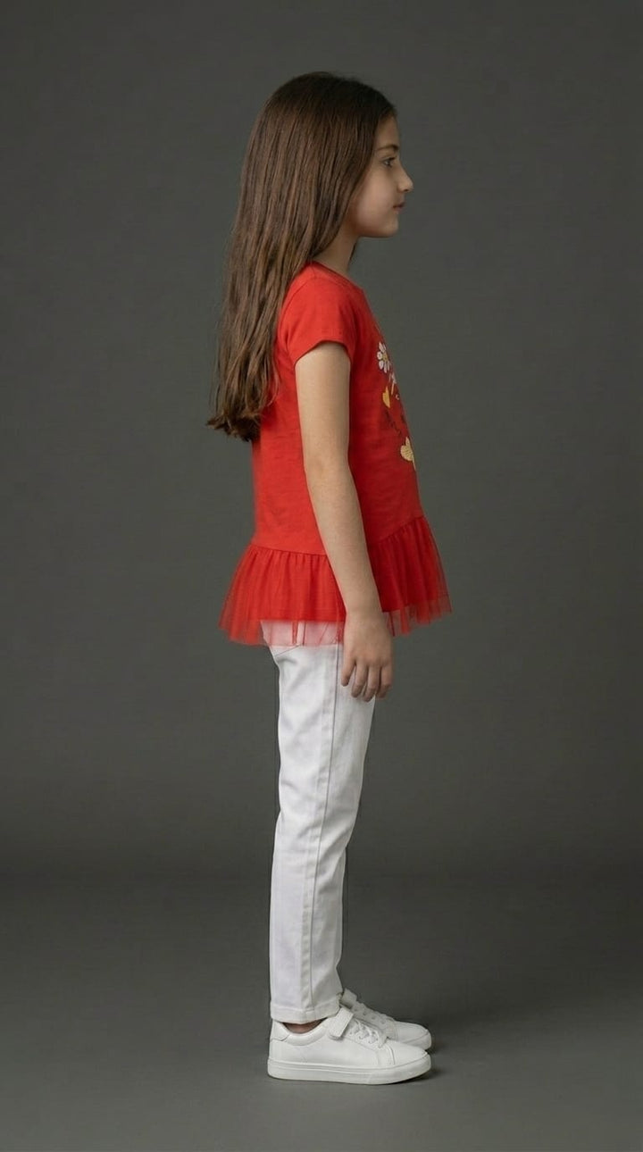 Girls Sweet Love Floral Peplum Top
