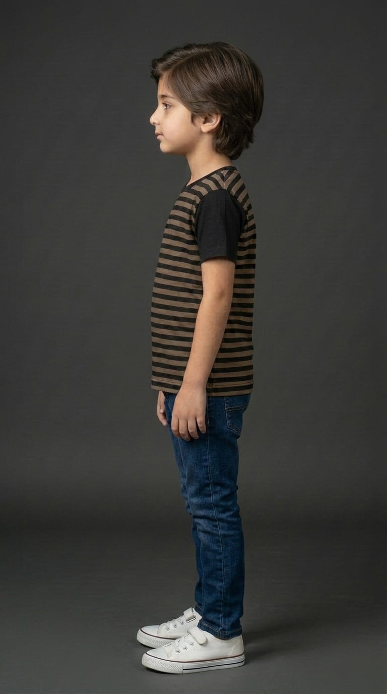 Boys Black &amp; Brown Striped Tee