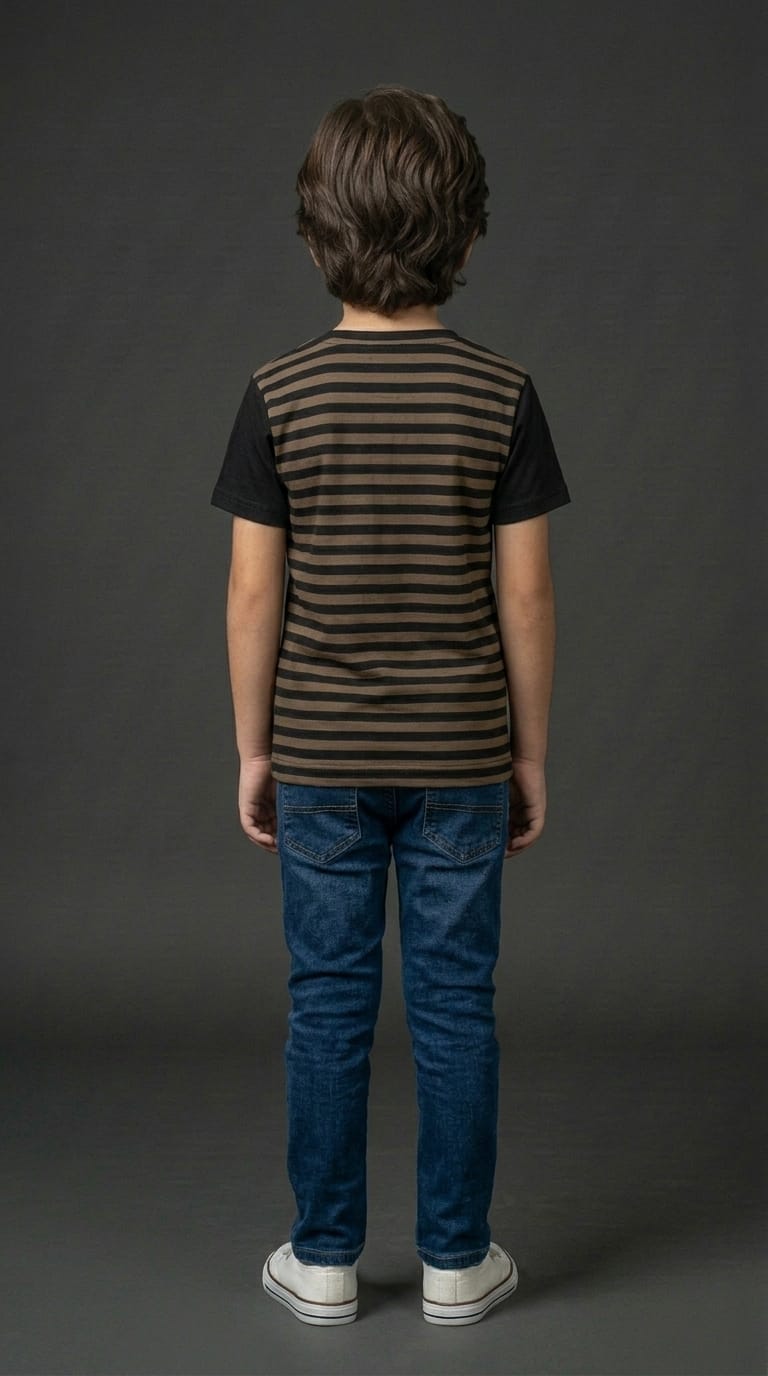 Boys Black &amp; Brown Striped Tee