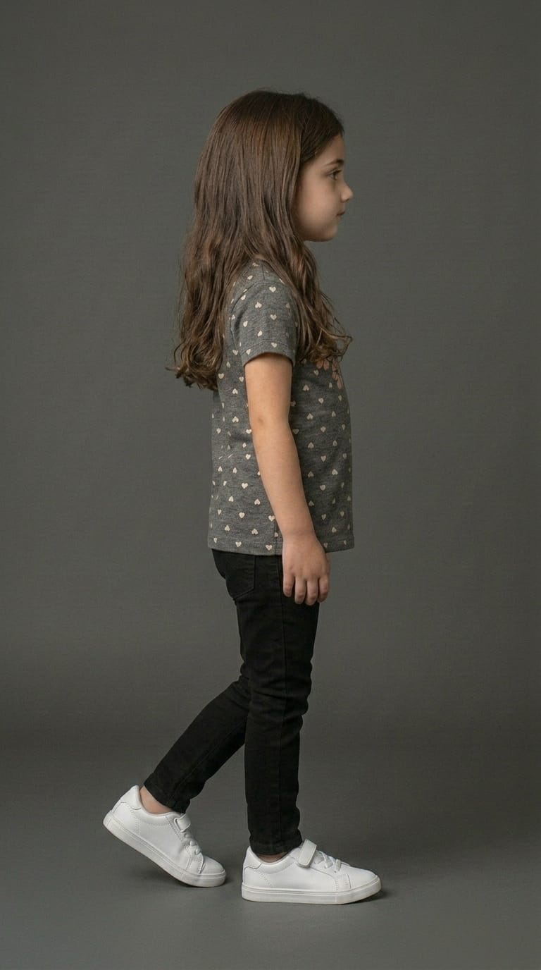Girls Flower Print Grey