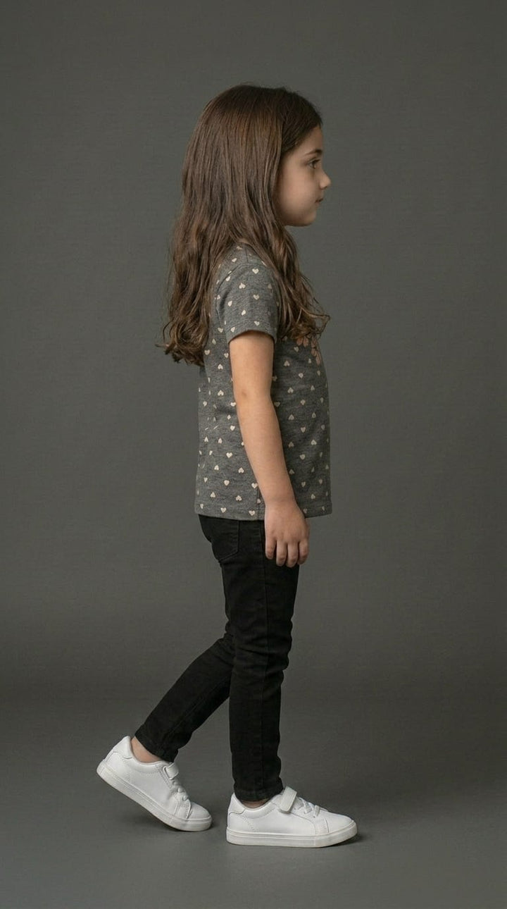 Girls Flower Print Grey
