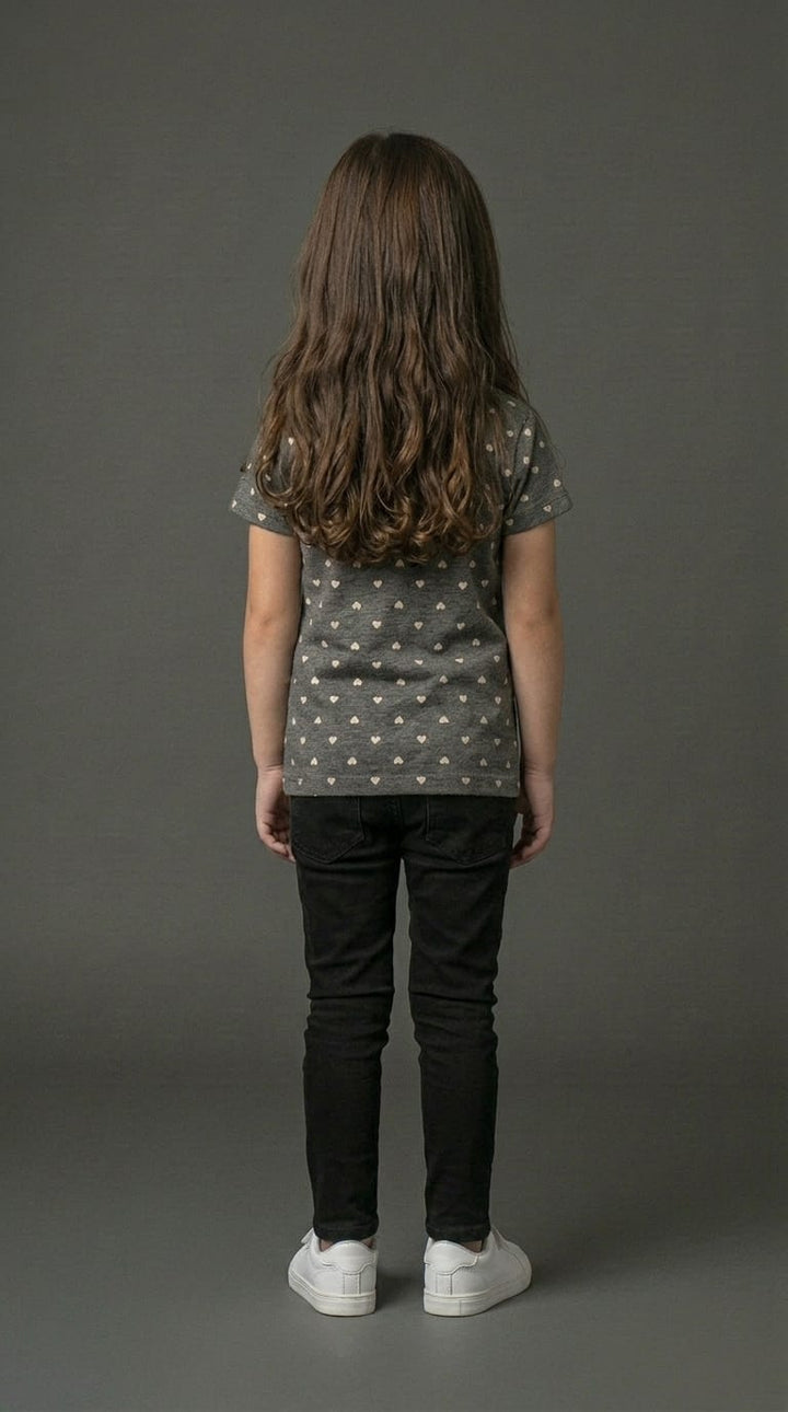 Girls Flower Print Grey
