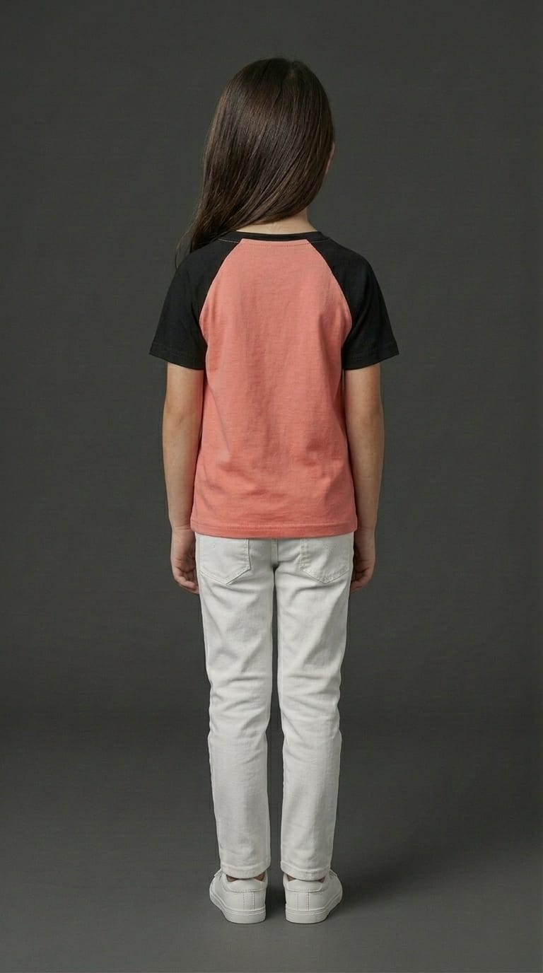 Girls Pink &amp; Black Raglan Tee