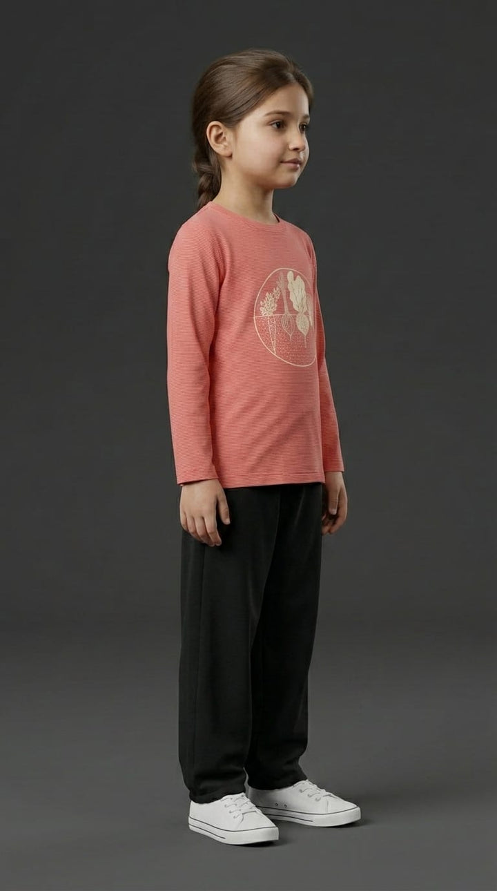 Girls Coral Nature Graphic Tee Full-Sleeve