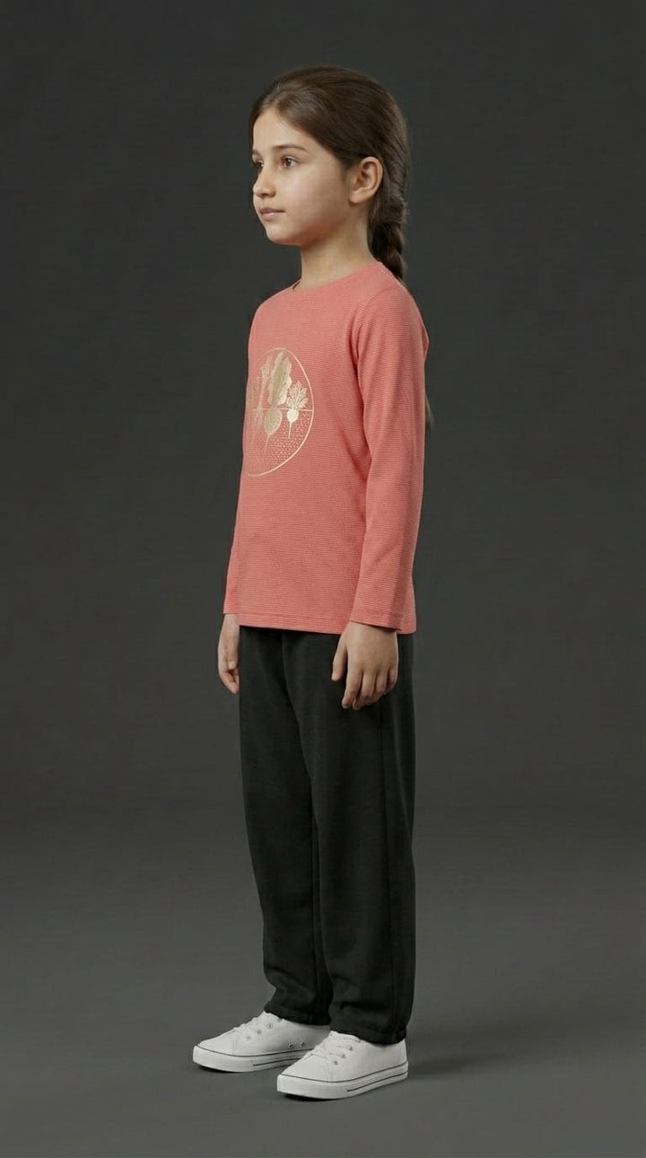 Girls Coral Nature Graphic Tee Full-Sleeve