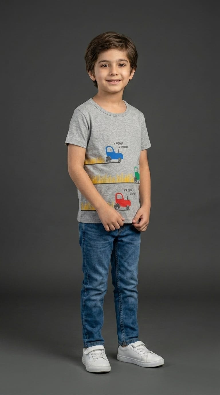 Boys Grey Tractor Tee