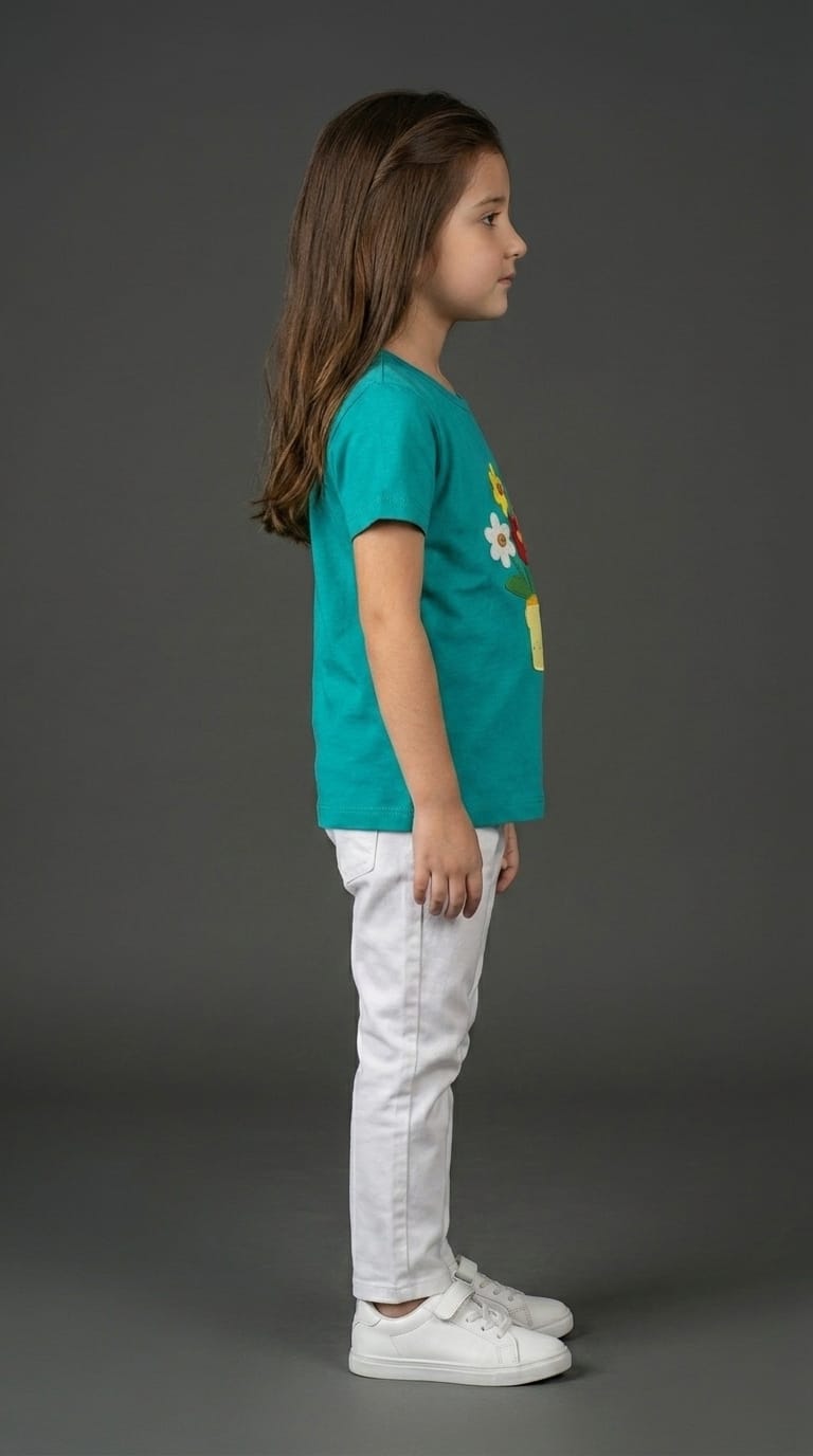 Girls Floral Teal Tee