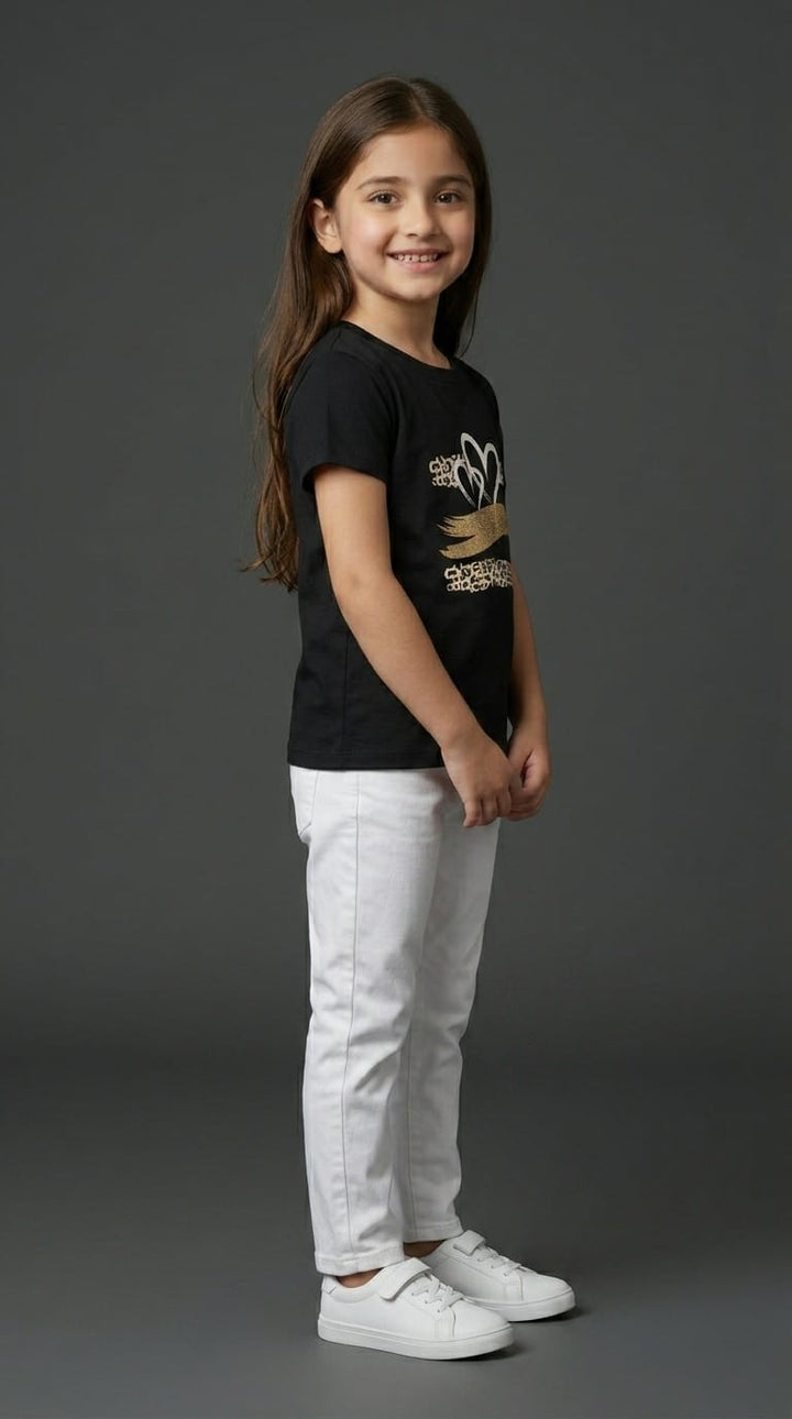 Girls Black Heart Graphic Tee