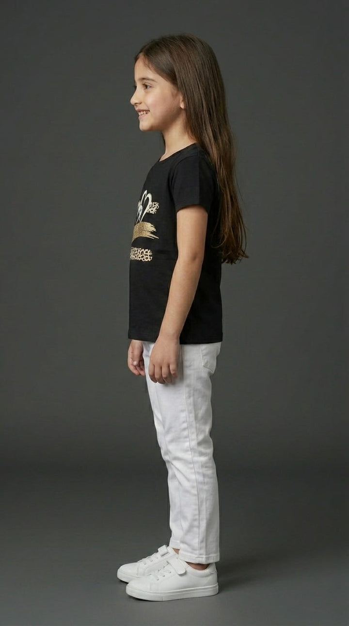 Girls Black Heart Graphic Tee