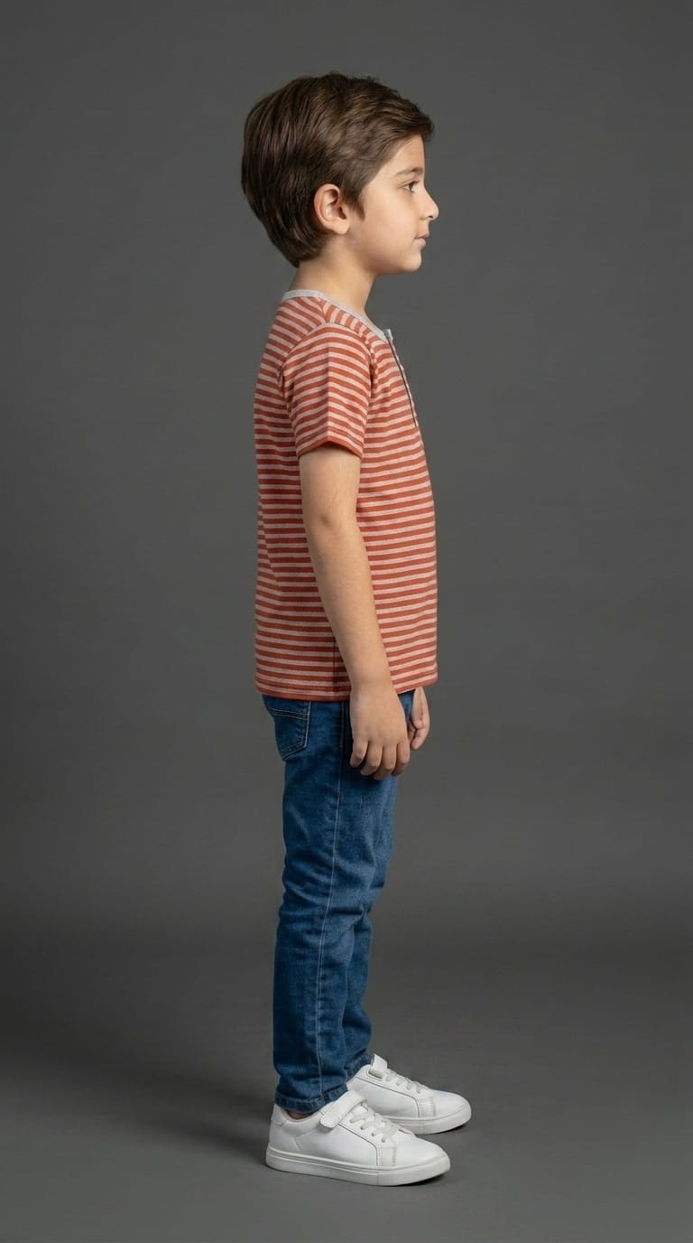 Boys Red &amp; Grey Stripes Tee