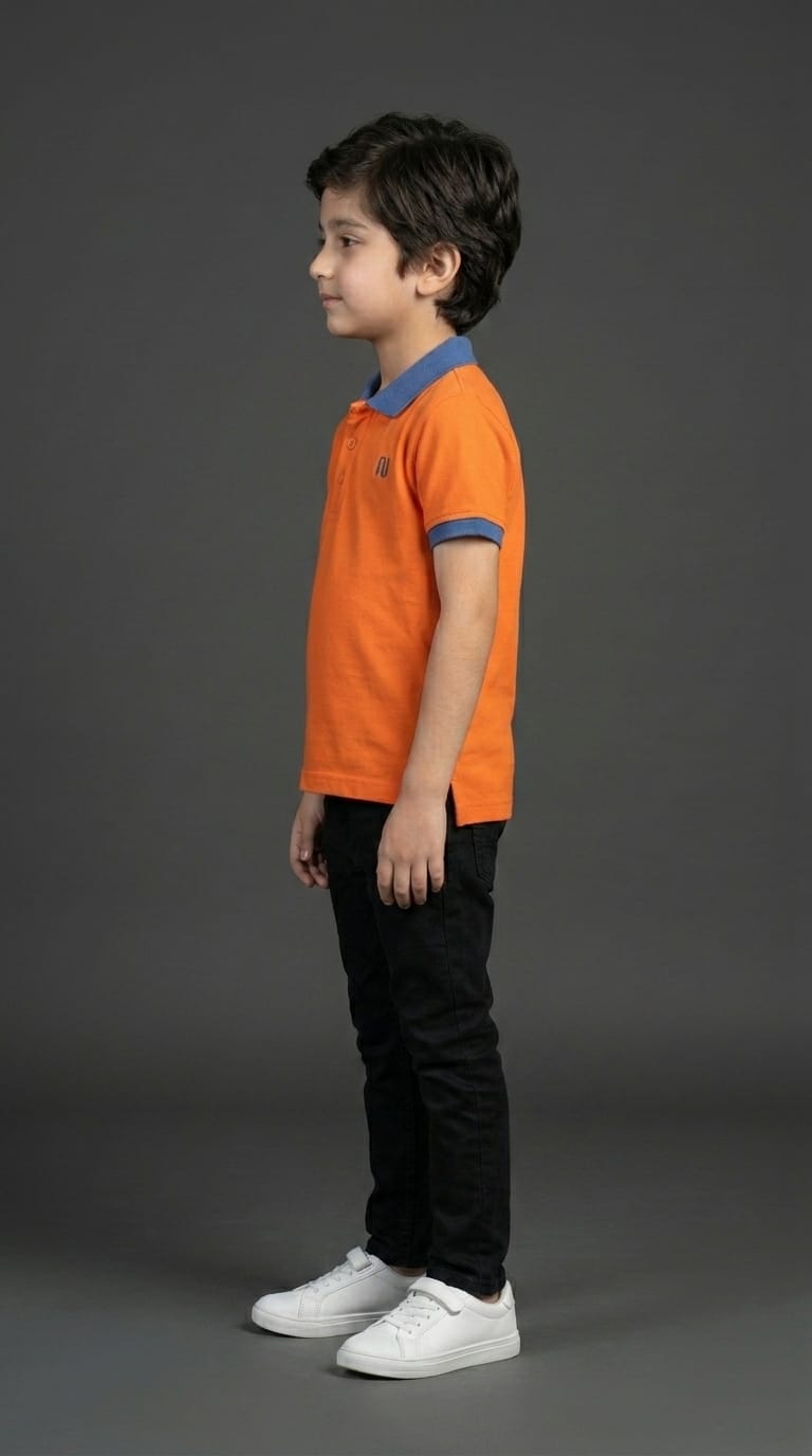 Boys Orange Polo Shirt.