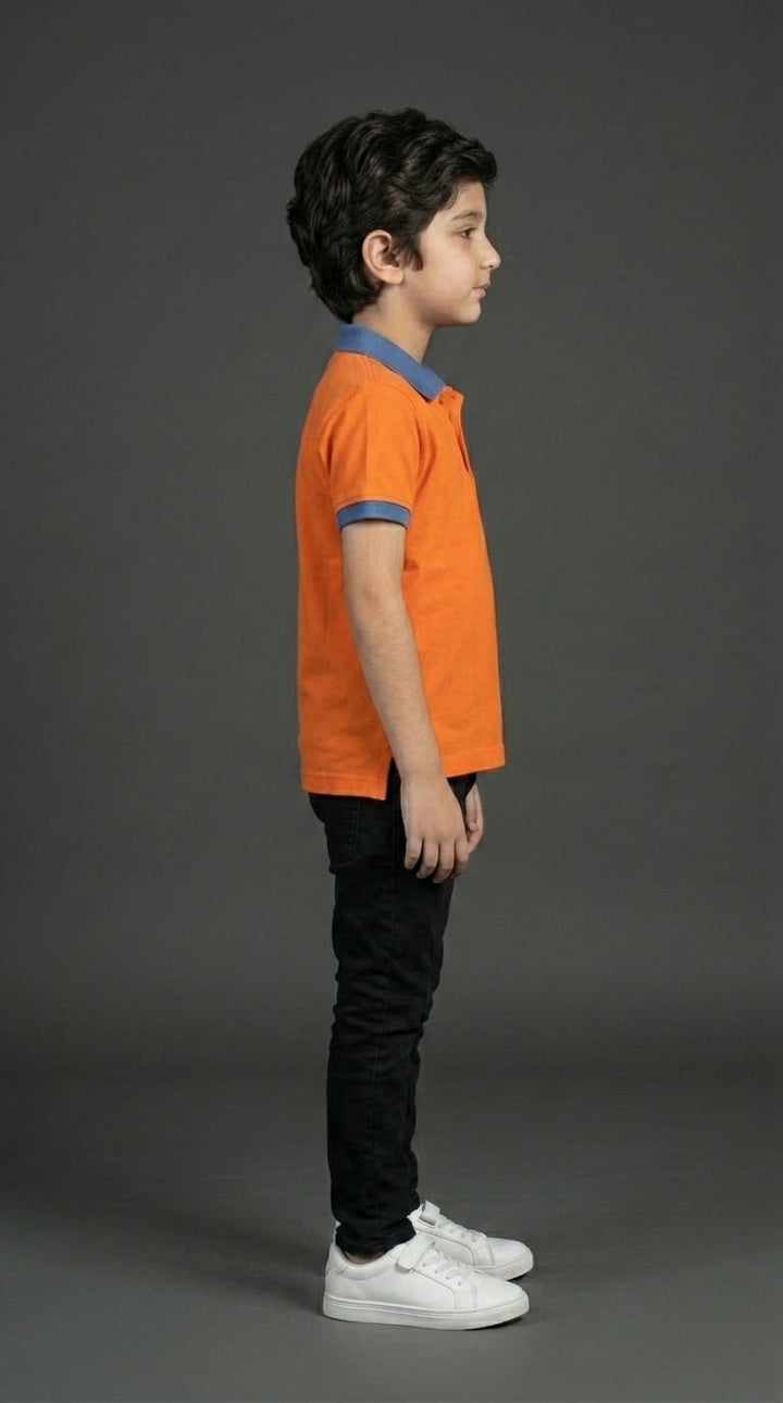 Boys Orange Polo Shirt.